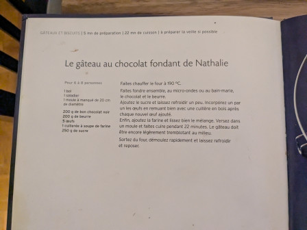 La recette de gâteau que je n'ai pas faite.