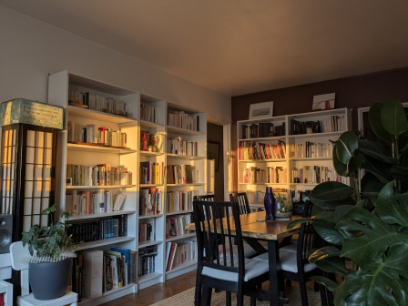 Des tas de cadeaux à lire, parfois complètement à côté de la plaque, parfois des trésors qui nous resteront dans le cœur toute la vie. (N'essayez pas de lire les titres d'ici, petits curieux, de toute façon mes préférés absolus sont dans ma chambre !)